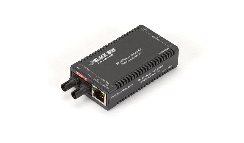 Black Box LIC024A-R4 MultiPower Fiber Media Converter, 100FX ST SMF, 40 km