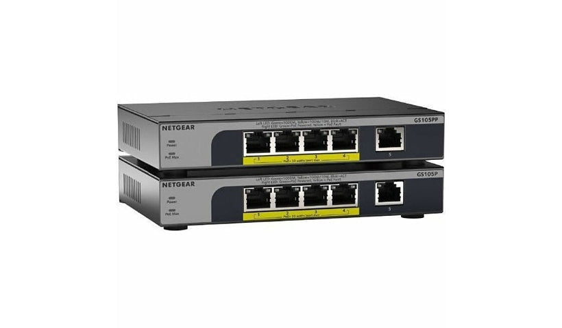NETGEAR GS105PP-300NAS 5-Port Gigabit PoE+ Unmanaged Switch, 83W