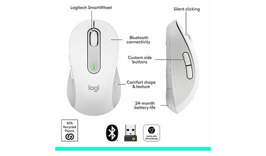 Logitech Signature M650 L Wireless Mouse Large Hands Off White 910-006233