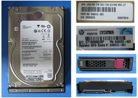 HPE 846523-001-LP 1TB 7.2K RPM 3.5in LFF 12G SAS LP Midline HDD for Gen9 Gen10