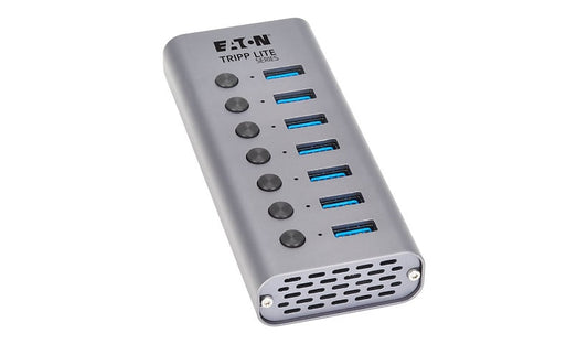 Eaton Tripp Lite 7-Port Powered USB-A Hub, 5Gbps, USB-C Adapter Included, Gray