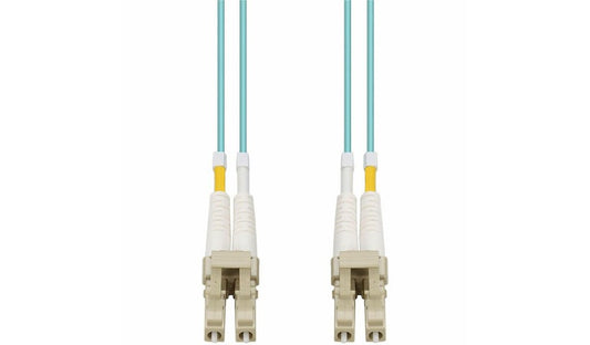 Proline 9m (29.5ft) LC to LC OM4 Multimode (MMF) Duplex Fiber Patch Cable, 50/125 µm, Plenum-Rated OFNP, Aqua, TAA Compliant, PRO-LC-LC-9M5OM4P-TAA