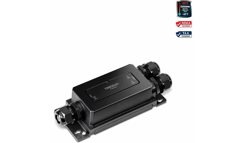 TRENDnet TI-BE200 Industrial Outdoor 2-Port Gigabit PoE++ Extender, IP67