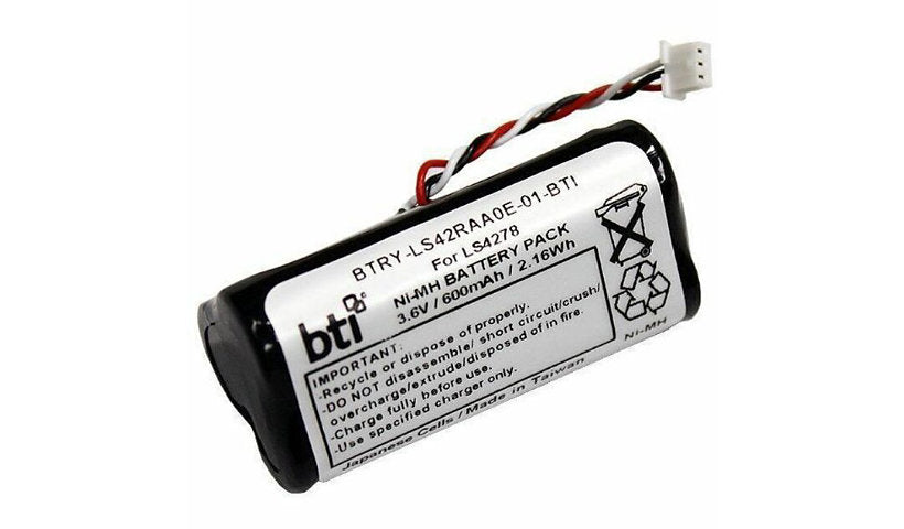 BTI 3.6V 600mAh NiMH Battery for Zebra LS4278/LI4278, BTRY-LS42RAA0E-01-BTI