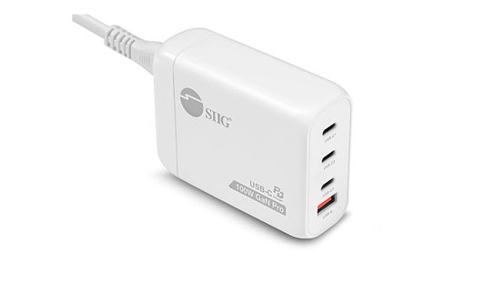 SIIG 100W GaN Pro Charger 3 USB-C 1 USB-A AC-PW2511-S1 2 Year