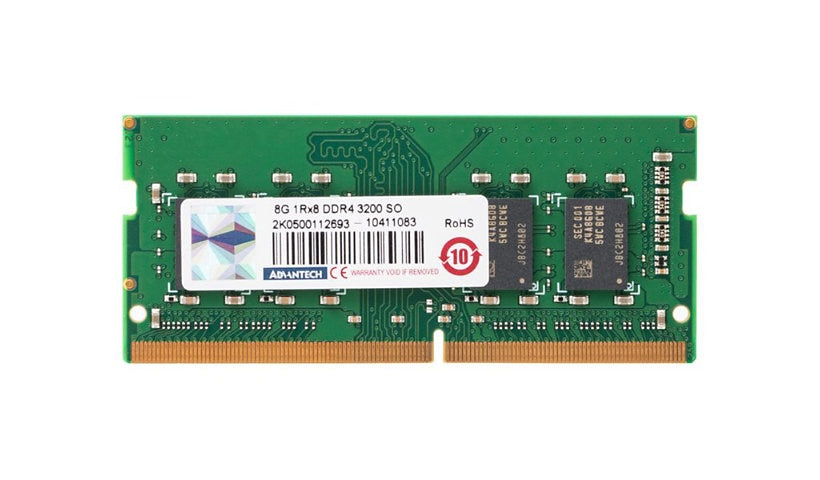Advantech AQD-SD4U8GN32-SE 8GB DDR4-3200 SODIMM, 1.2V, Gold Contacts