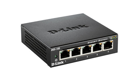 D-Link DGS-105 5-Port Gigabit Unmanaged Desktop Switch, Metal
