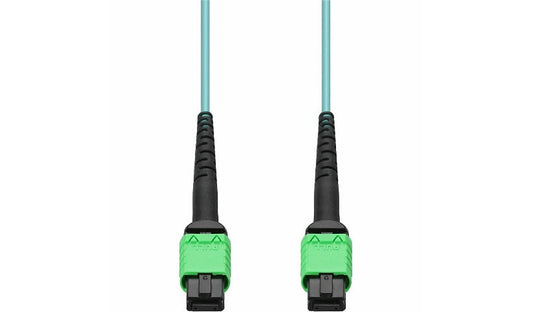 Proline 7m (23ft) MPO/APC to MPO/APC 12-Fiber OM4 Multimode (MMF) Fiber Patch Cable, 50/125 µm, Riser-Rated OFNR, Aqua, PRO-AMPOAMPO-7M5OM4
