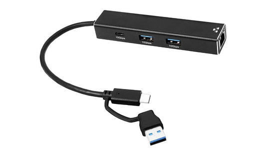 4XEM 3-Port USB-C/USB-A Hub with 2.5Gbps Ethernet, 10Gbps, Aluminum, TAA