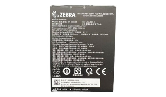 Zebra PowerPrecision BTRY-ET401-10INC-01 Tablet Battery 7500mAh 1 Year