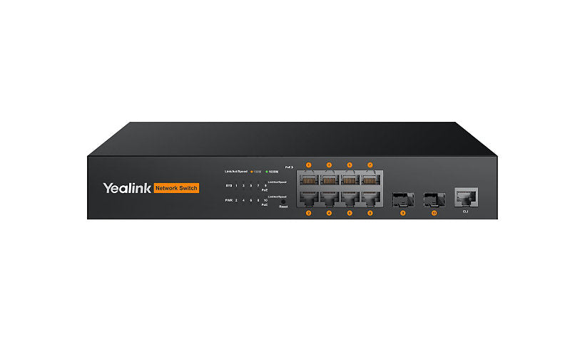 Yealink RCH80 8-Port Gigabit PoE+ L2+ Managed Switch, 2 SFP, 130W