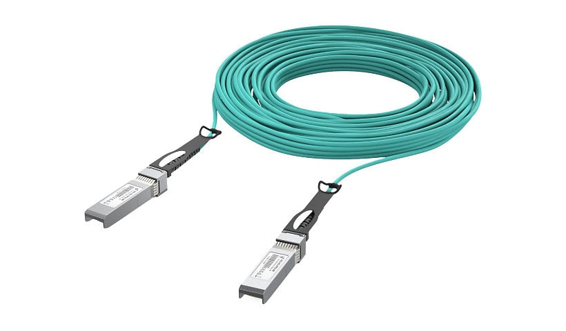 Ubiquiti 30m (98ft) 25GBase SFP28 to SFP28 Active Optical Cable, 850nm, Aqua, UACC-AOC-SFP28-30M