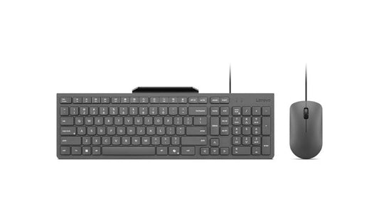 Lenovo 310 Wired Keyboard and Mouse with Phone Holder Luna Gray 1 Year
