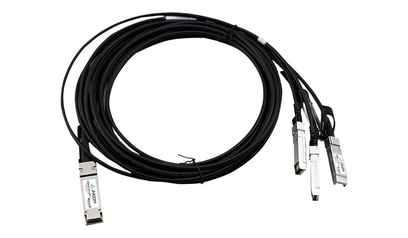 Axiom Ruckus E100G-QSFP-4SFP-P-0101 Compatible 1m (3.3ft) 100GBase-CR4 QSFP28 to 4x SFP28 Passive Breakout Cable, Black, E100G-QSFP-4SFP-P-0101-AX