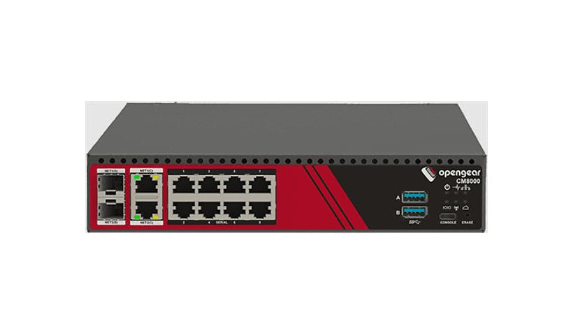 Opengear CM8008 8 Port Compact Console Manager, Dual GbE/SFP, TPM 2.0, 1U
