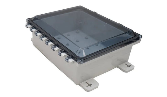 AccelTex ATS-03853 Low Profile Enclosure with Clear Door and Latch Lock, Gray