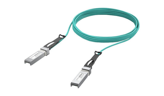Ubiquiti 10m (33ft) 25GBase SFP28 to SFP28 Long Range Active Optical Cable, 850nm, Aqua, UACC-AOC-SFP28-10M