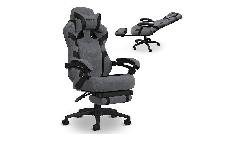 RESPAWN 110 Pro Reclining Gaming Chair, Footrest, Gray Fabric, RSP-110V2F-GRY