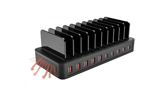B3E 10-Port USB Charging Station, 5x USB-C + 5x USB-A, 100W, Dividers