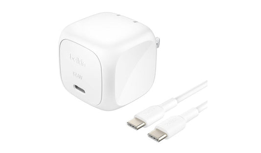 Belkin 65W Compact USB-C PD 3.1 Charger with 1m Cable WCA011DQ1MWH-B6 2 Year