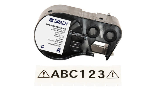 Brady B-595 Label Cartridge, 1in, Black on Clear, M4C-1000-595-CL-BK