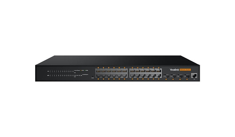 Yealink RCH240 24-Port Gigabit PoE+ L2+ Switch, 4 SFP, 370W, Dante/AES67
