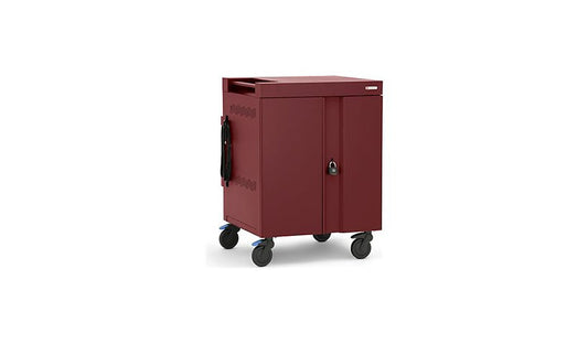 Bretford CUBE Cart Max, 30 Laptops up to 18in, Maroon, TVCMX30PAC-MA