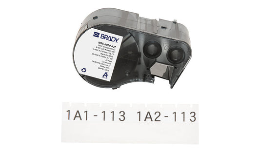 Brady B-427 Label Cartridge for M5, 1in x 25ft, White on Black, M5C-1000-427
