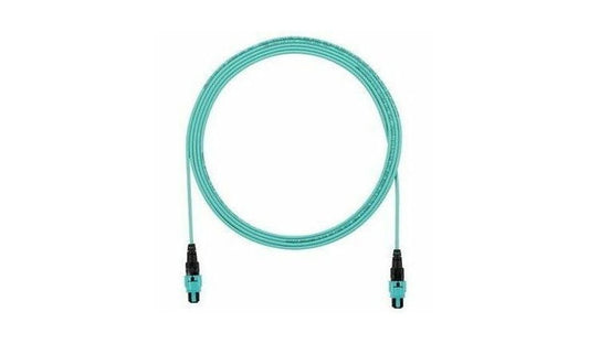 PanNet QuickNet FRZUP77Y002F040 40ft (12.2m) MPO Female to MPO Female Multimode Interconnect Fiber Cable, 50/125, OFNP Plenum, Aqua