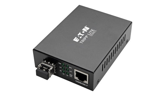 Eaton Tripp Lite Gigabit 10/100/1000 RJ45 to LC Multimode Fiber Media Converter, 850nm, 550m, International Power Supply, Black, N785-INT-LC-MM