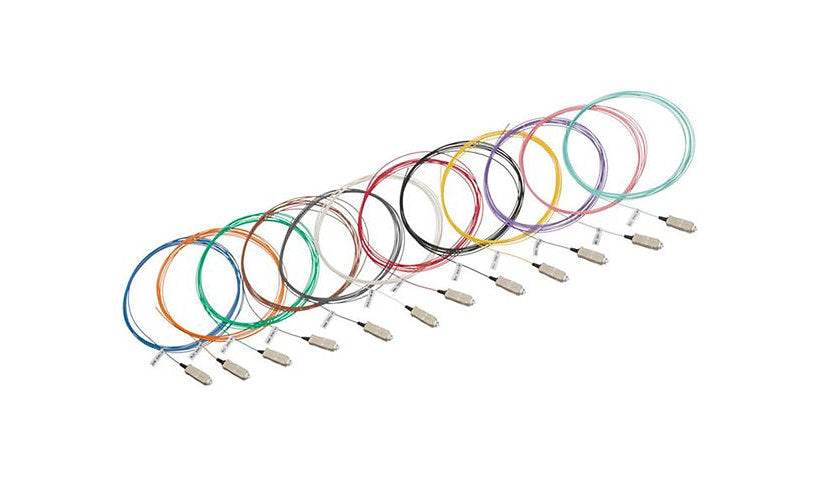 Leviton 54PLC-KIT 3m (9.8ft) LC OM4 Multimode Fiber Pigtail Kit, 50/125, 12 Pack, Color Coded
