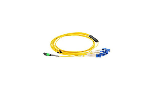 Axiom 5m (16.4ft) MTP/MPO Female to 8x LC Single Mode Fiber Breakout Cable, 9/125, Riser-Rated OFNR, Yellow, MP8LCSMR5M-AX