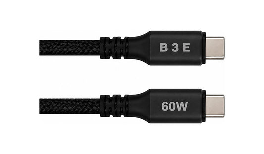 B3E USB-C to USB-C Cable, 60W PD (20V/3A), Braided, 3 ft