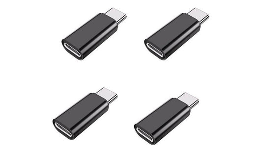 B3E Lightning Female to USB-C Male Adapter, Low Profile, 4-Pack, Black