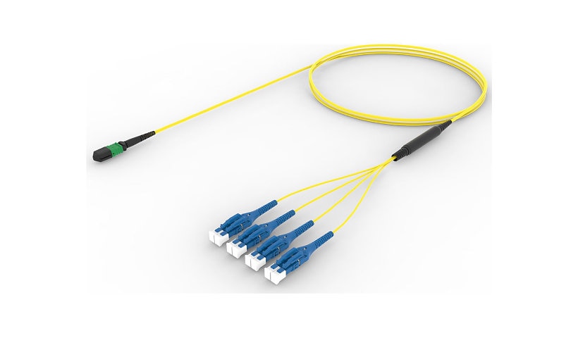 CommScope SYSTIMAX ULL 10ft (3.05m) MPO-8/APC to 8x LC/UPC Single Mode Fiber Breakout Cable, Plenum, Yellow, UQGQPLUF8-JDF010