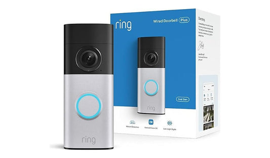 Ring Wired Doorbell Plus 2nd Gen 2K Low Light Wi-Fi 6 Nickel Silver