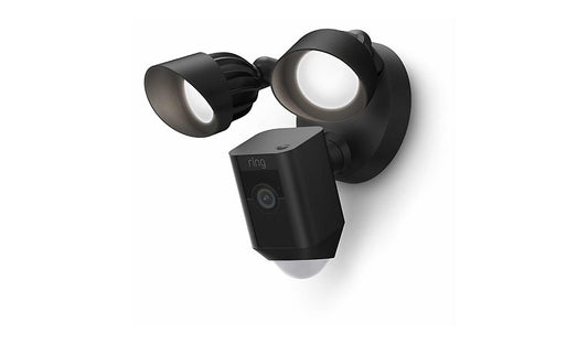 Ring Floodlight Cam Wired Plus 1080p Floodlight Camera Siren Wi-Fi Black