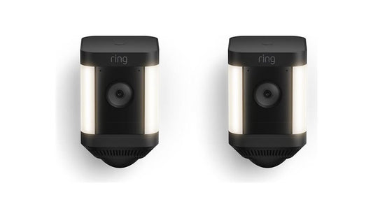 Ring Spotlight Cam Plus Battery 1080p LED Lights Siren Black Pack of 2