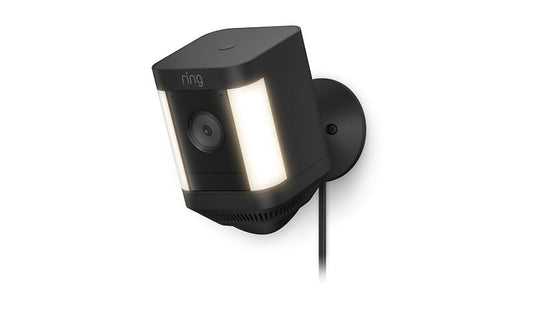 Ring Spotlight Cam Plus Plug-In 1080p LED Lights Siren Color Night Black
