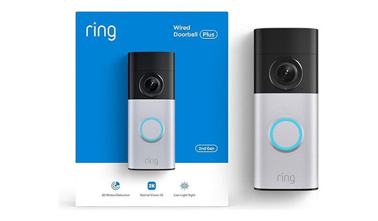 Ring Wired Doorbell Plus 2nd Gen 2K Video 4x Zoom Wi-Fi 6 Silver Nickel