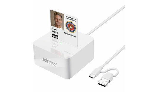 Adesso SCR-500 Desktop CAC Smart Card Reader USB-C USB-A TAA