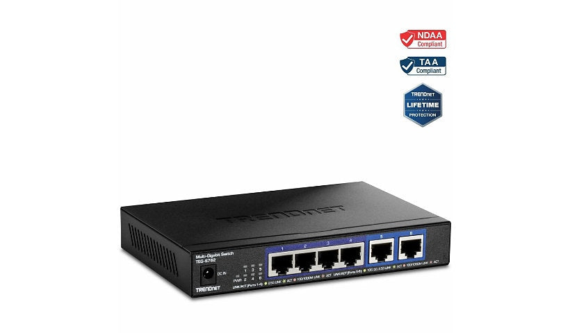 TRENDnet TEG-S762 6-Port Multi-Gig Switch, 4 x 2.5G + 2 x 10G RJ-45