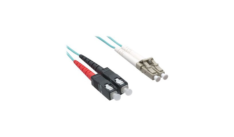 Axiom 1m (3.3ft) LC to SC OM4 Multimode Duplex Fiber Optic Cable, 50/125, Aqua, TAA Compliant, AXG94399