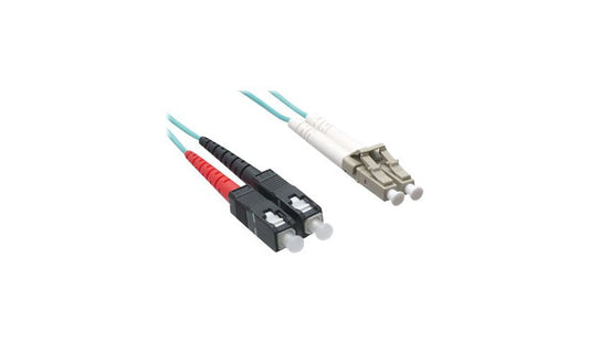 Axiom 1m (3.3ft) LC to SC OM4 Multimode Duplex Fiber Optic Cable, 50/125, Aqua, TAA Compliant, AXG94399