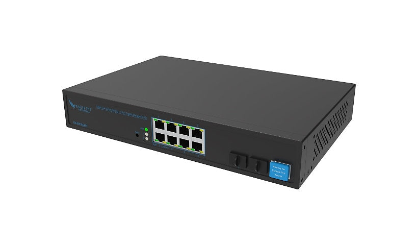 Hanwha Vision SW10G SKY-SW10G-001 8-Port Gigabit PoE+ Switch, 2x SFP, 125W