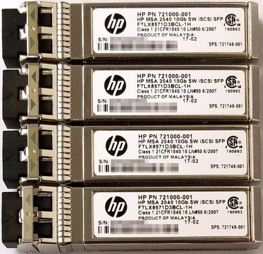 HPE MSA FTLX8571D3BCL-1H 10Gb SW iSCSI SFP+ Transceiver 4-Pack for MSA 2040