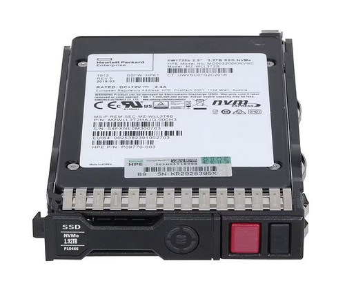 HPE P09769-001-SC 1.92TB NVMe U.2 2.5in SFF DS Read Intensive SSD for Gen9 Gen10